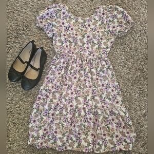 Little girls size 7 floral purple dress